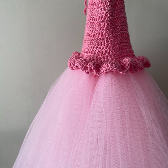 Handmade Children's Cotton Dark Pink Light Pink Tulle Tutu Dress - Picture 14 of 14